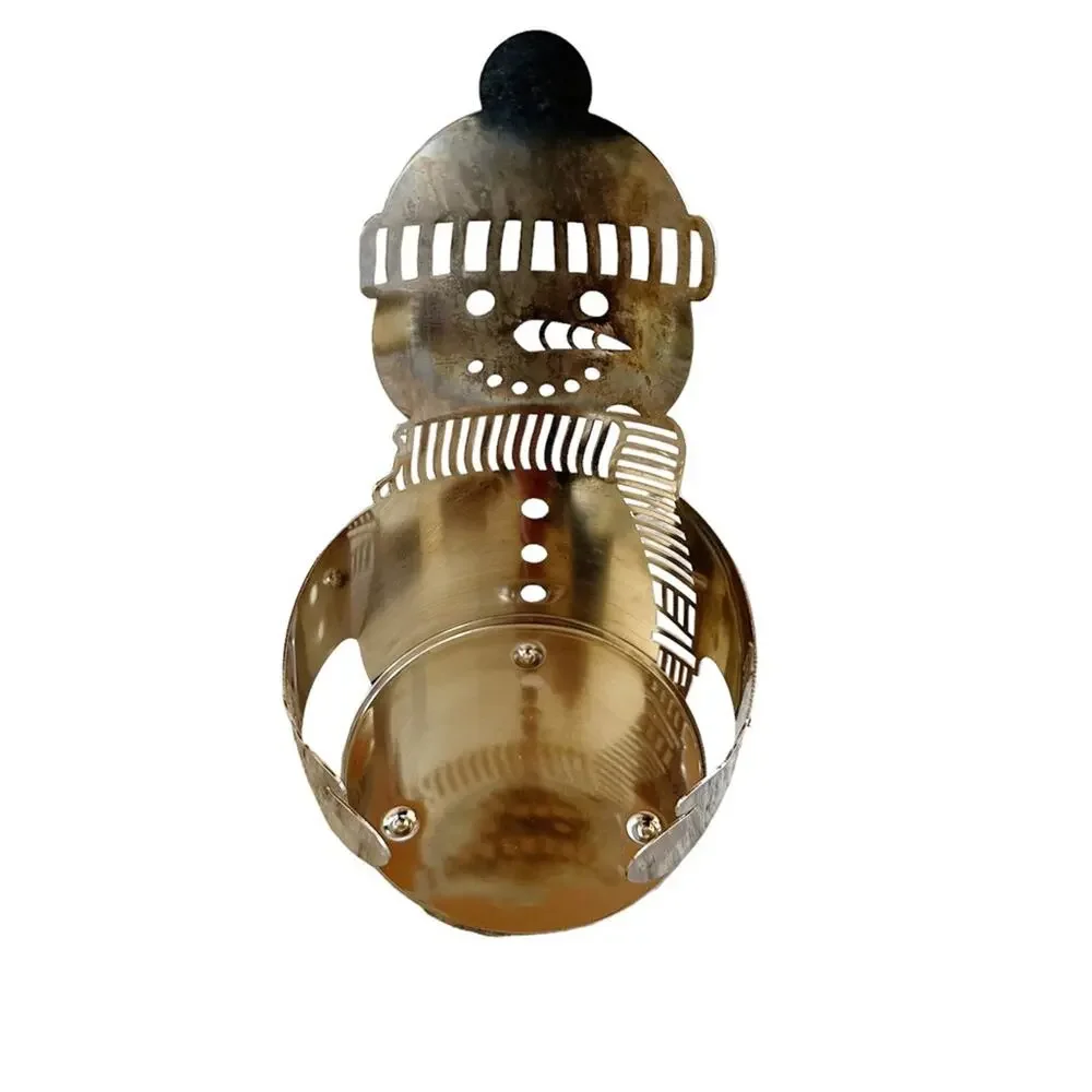 Bath & Body Works Slatkin Snowman Tall Chrome Silver Metal 3-Wick Candle Holder